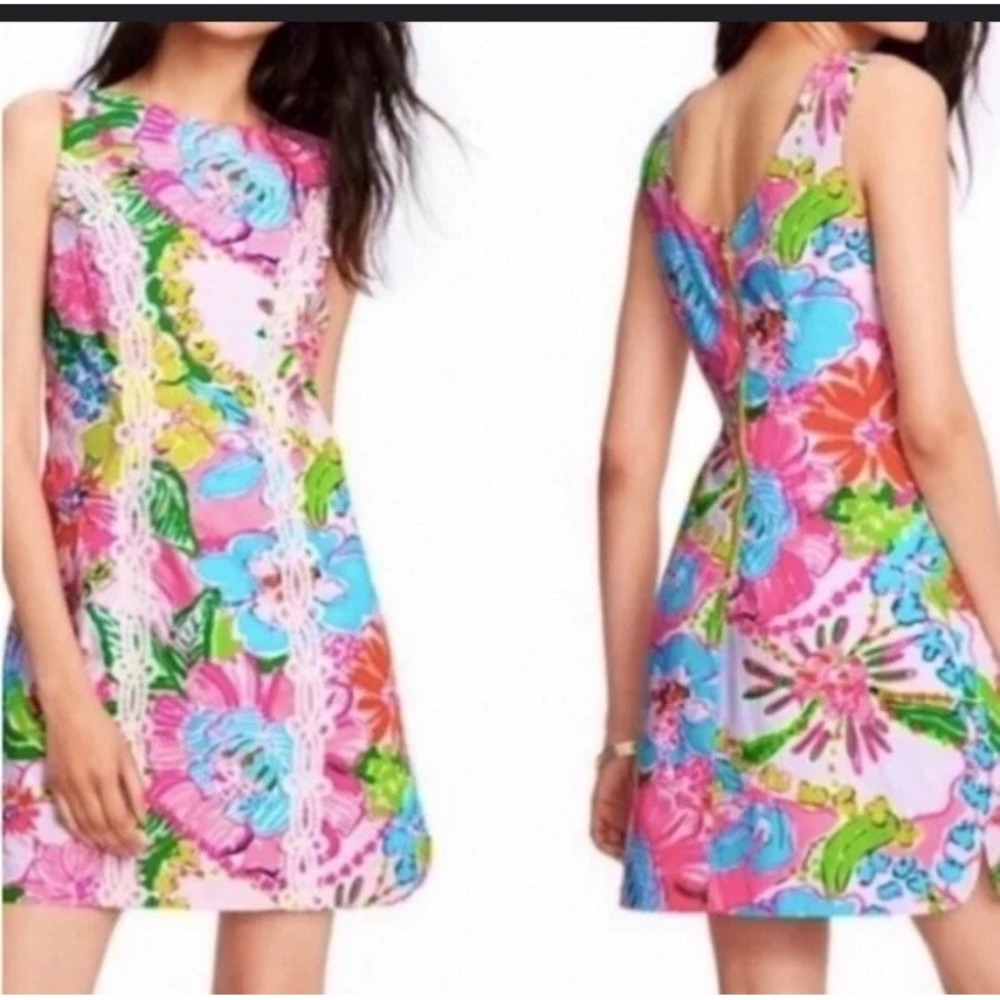 Lilly Pulitzer Target Nosey Posie Floral Shift Mini Dress Multi Color Size 2